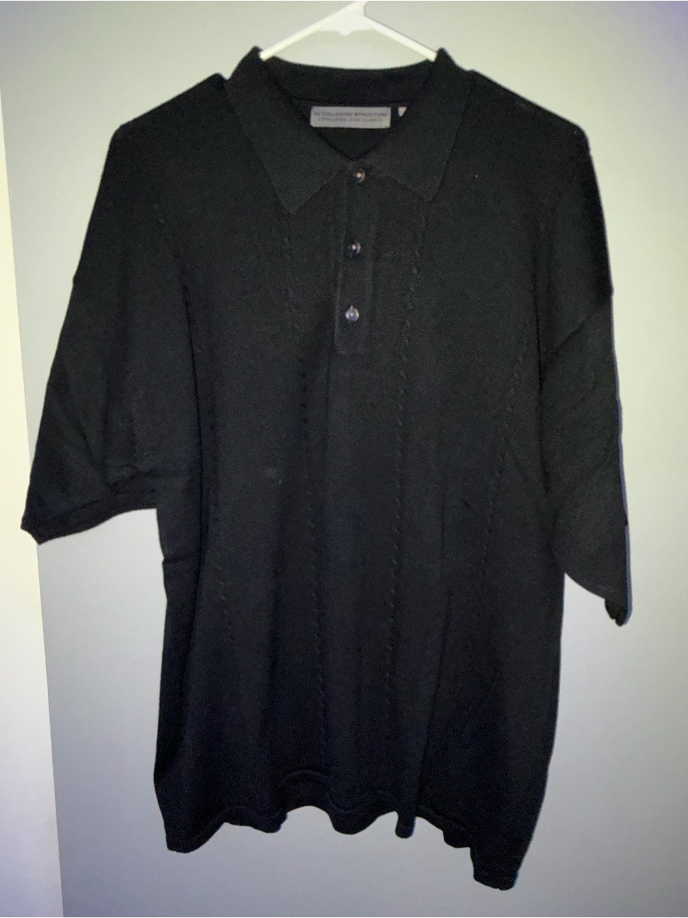 Structure Men's Black Short-Sleeve Polo - Classic Knit